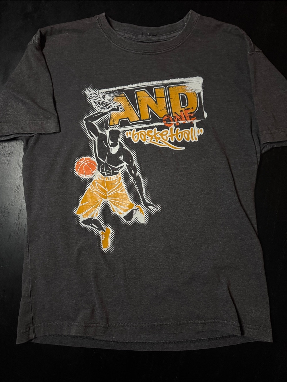 Vintage And1 Charcoal and Orange Logo Graphic Tee